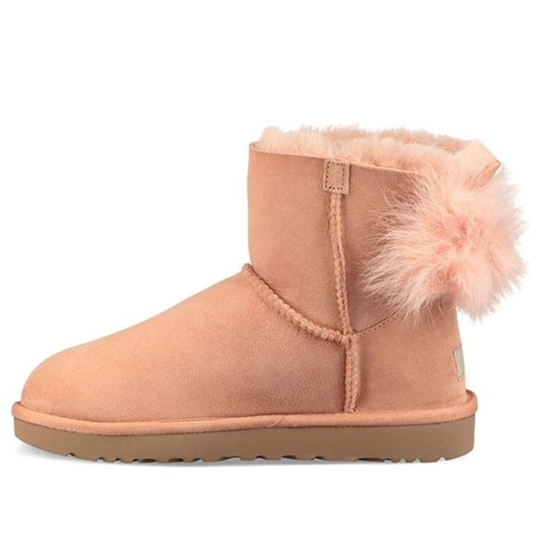 UGG Fluff Bow Mini Fleece Lined Pink Red