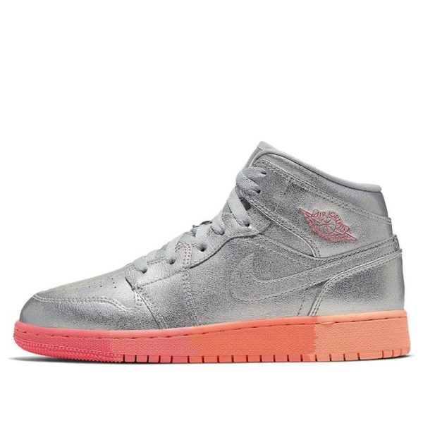 Air Jordan 1 Mid Metallic Silver Pink Crimson