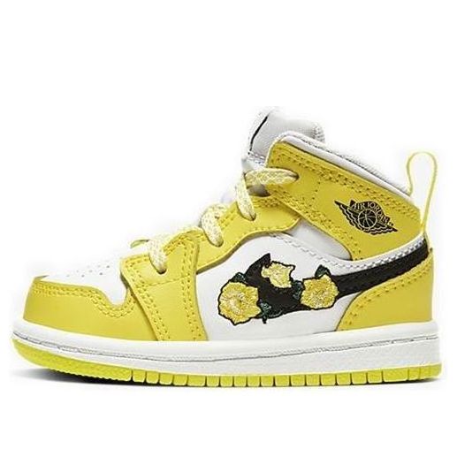 Air Jordan 1 Mid SE Rose Patch - Dynamic Yellow