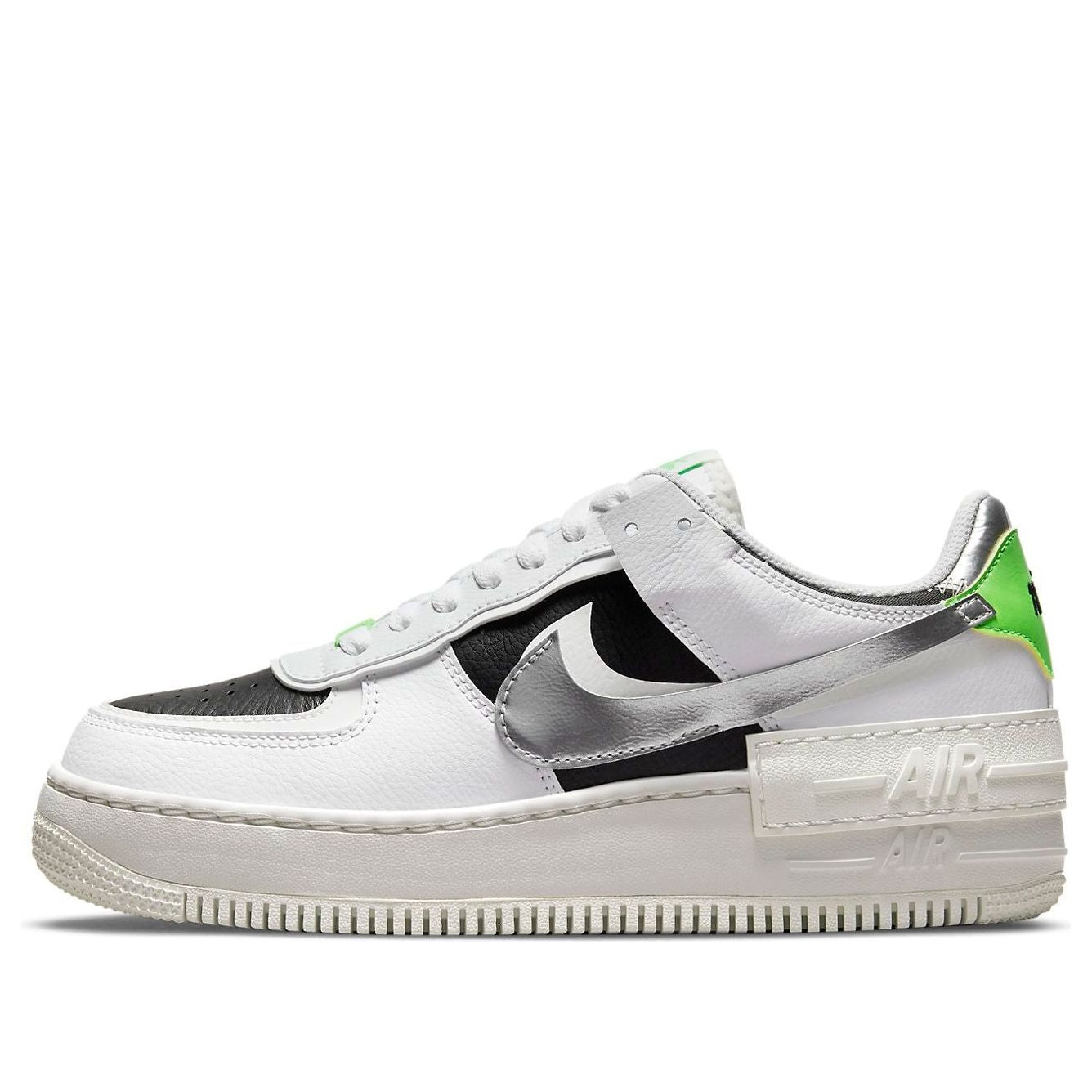 Nike Air Force 1 Shadow White Black Metallic Silver