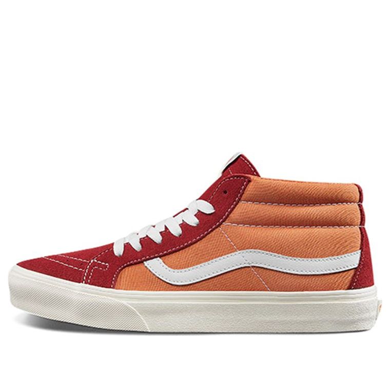 Vans Sk8-mid Retro Mid-Top Casual Skate Shoes Unisex Red Orange Splicing Orange Red