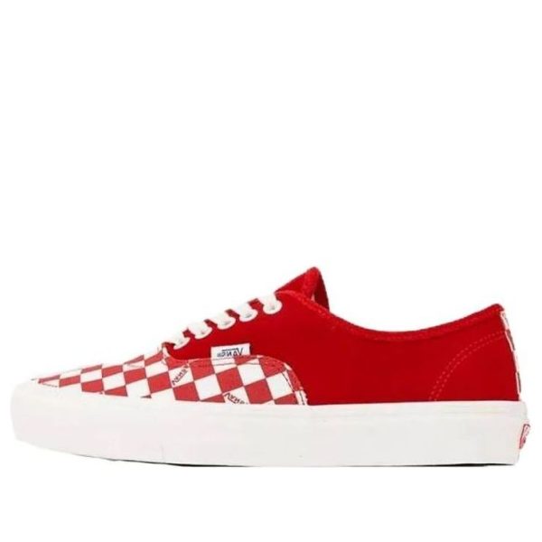 Vans OG Authentic LX Racing Red Checkerboard Toe