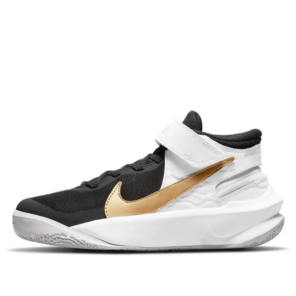 Nike Team Hustle D10 FlyEase Black White Metallic Gold
