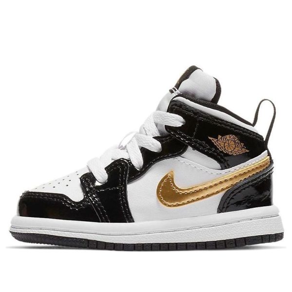 Air Jordan 1 Mid Patent Black Gold