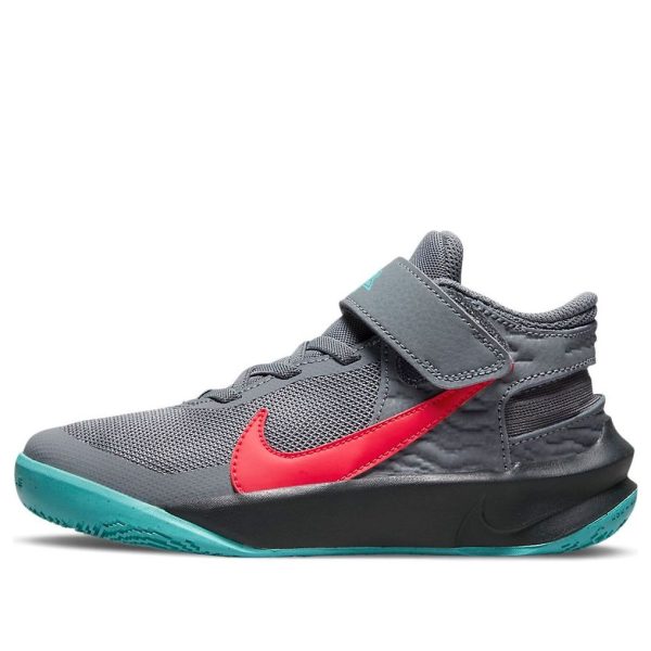 Nike Team Hustle D10 FlyEase Grey Teal Siren Red