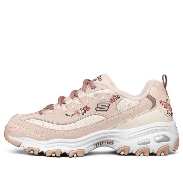 Skechers Dlites 1.0 Low-Top Thick Bottom Running Shoes Pink/White