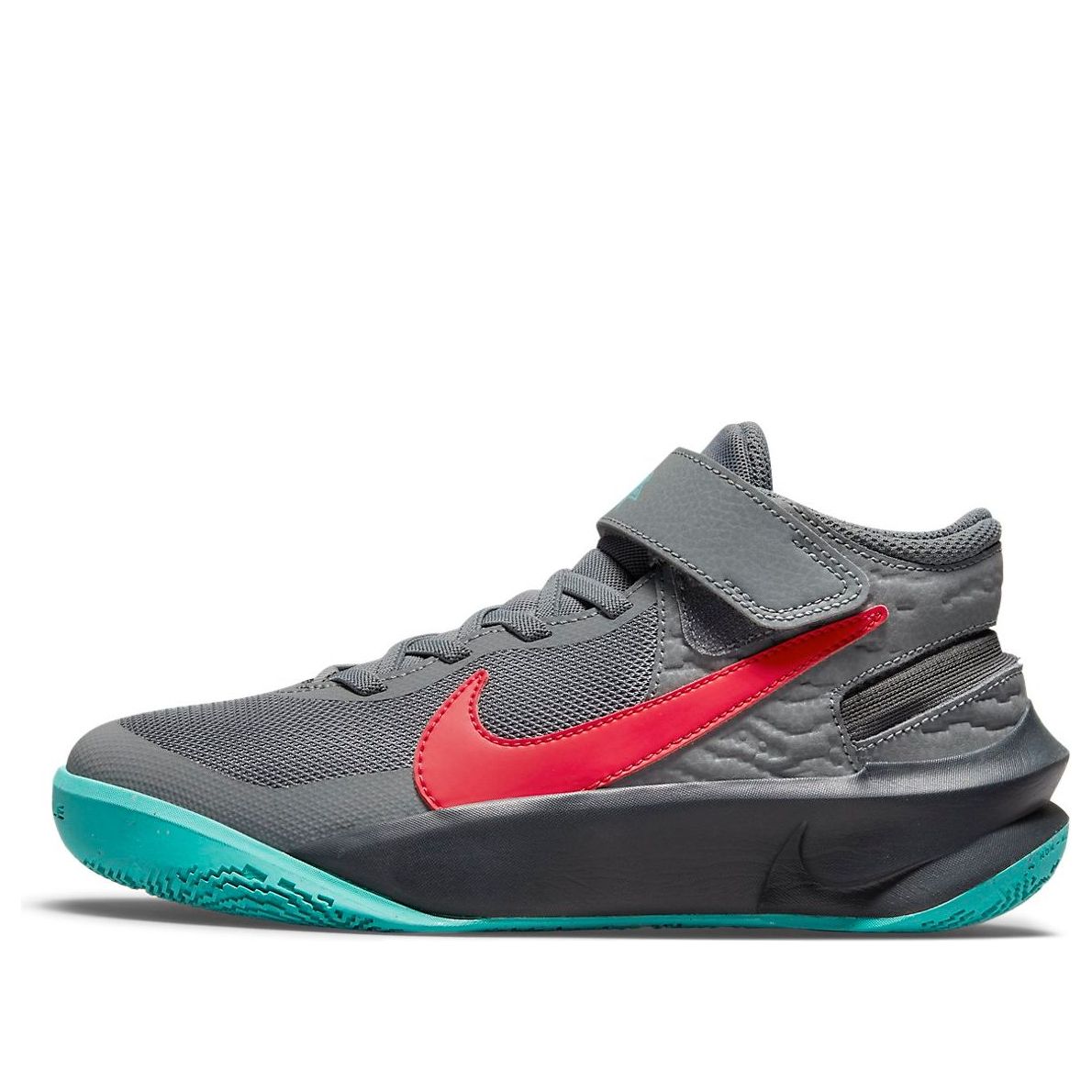 Nike Team Hustle D10 FlyEase Smoke Grey Washed Teal Siren Red