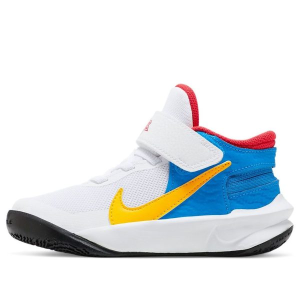 Nike Team Hustle D 10 FlyEase White Blue Yellow