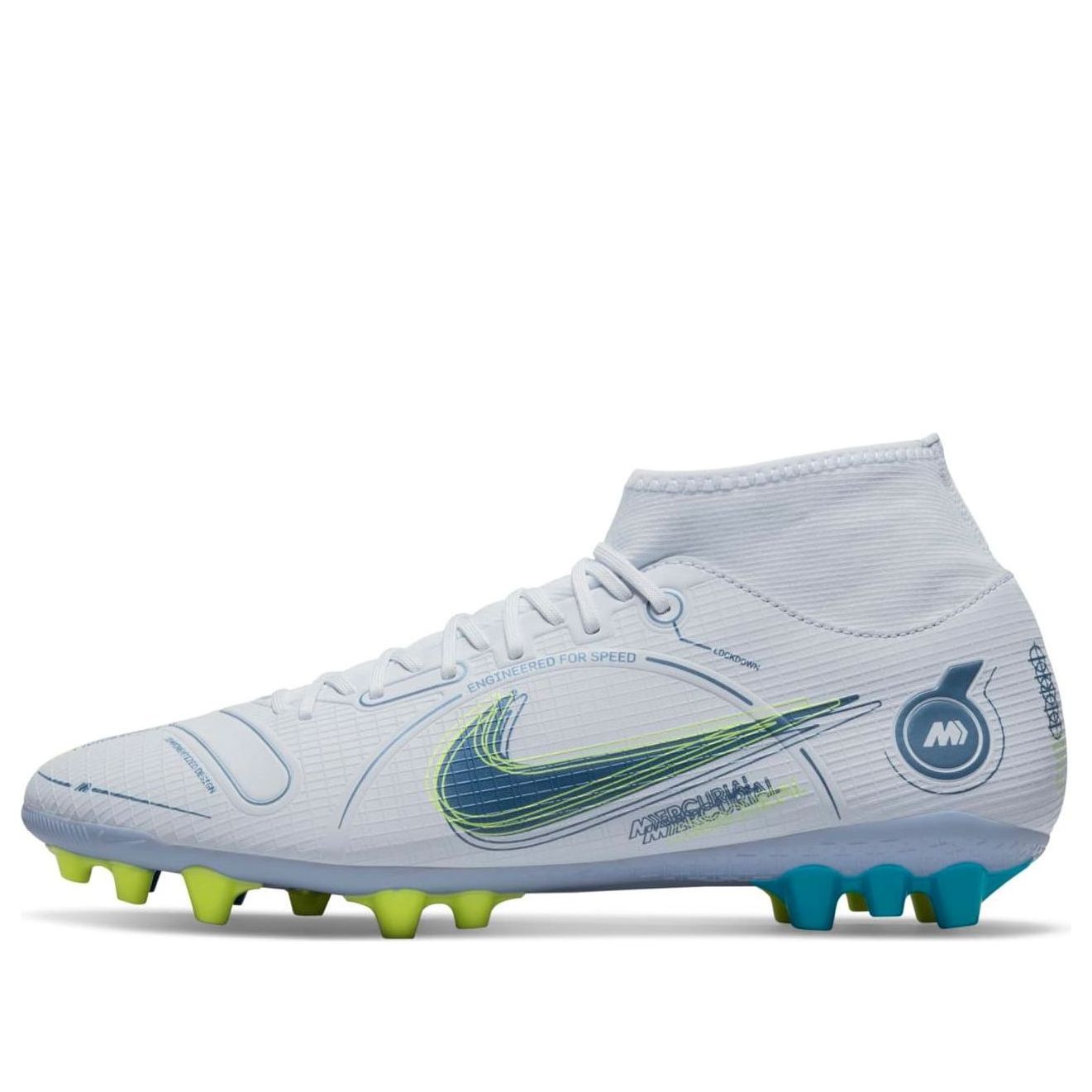 Nike Mercurial Superfly 8 Academy AG Grey Light Blue Yellow