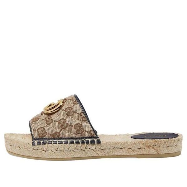 Gucci GG matelass canvas espadrille sandal Brown