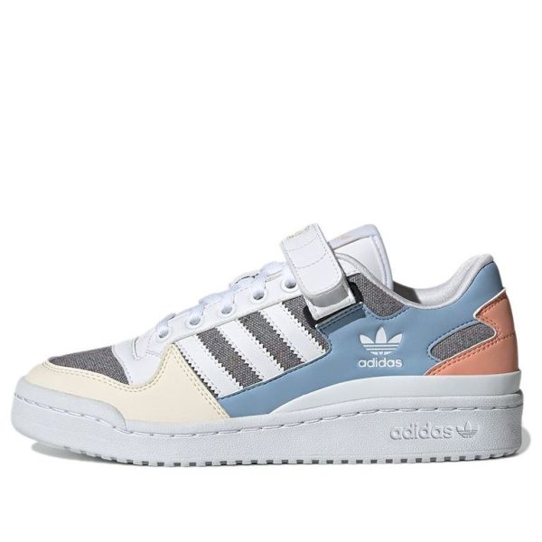 adidas originals Forum Low Wear-resistant Non-Slip Casual Skateboarding Shoes White Blue Gray