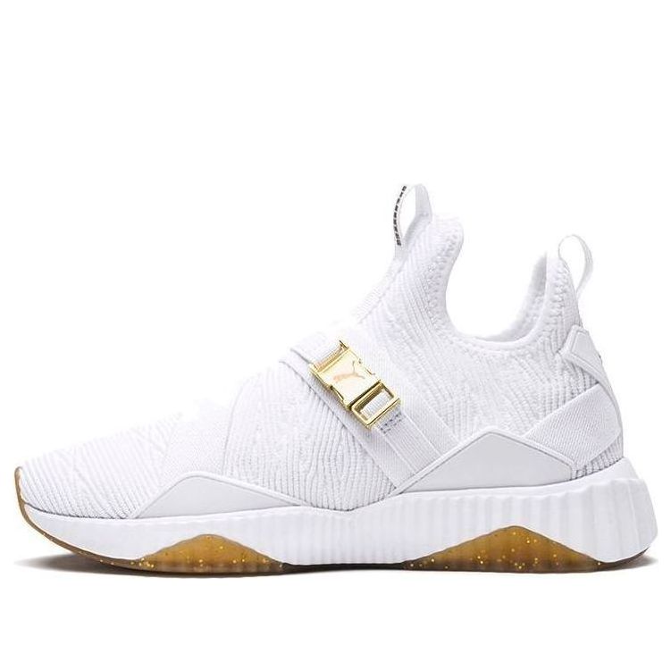 PUMA Defy Varsity Mid White Metallic Gold