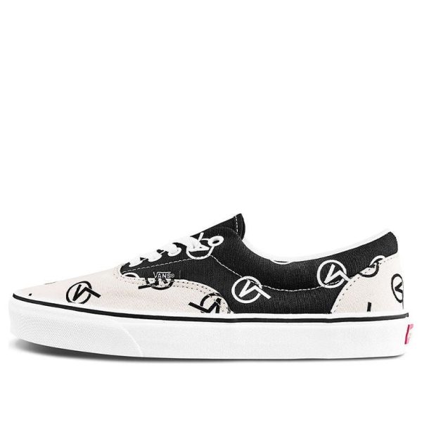 Vans Era Full Print Retro Casual Skate Shoes Unisex Black Beige Black White